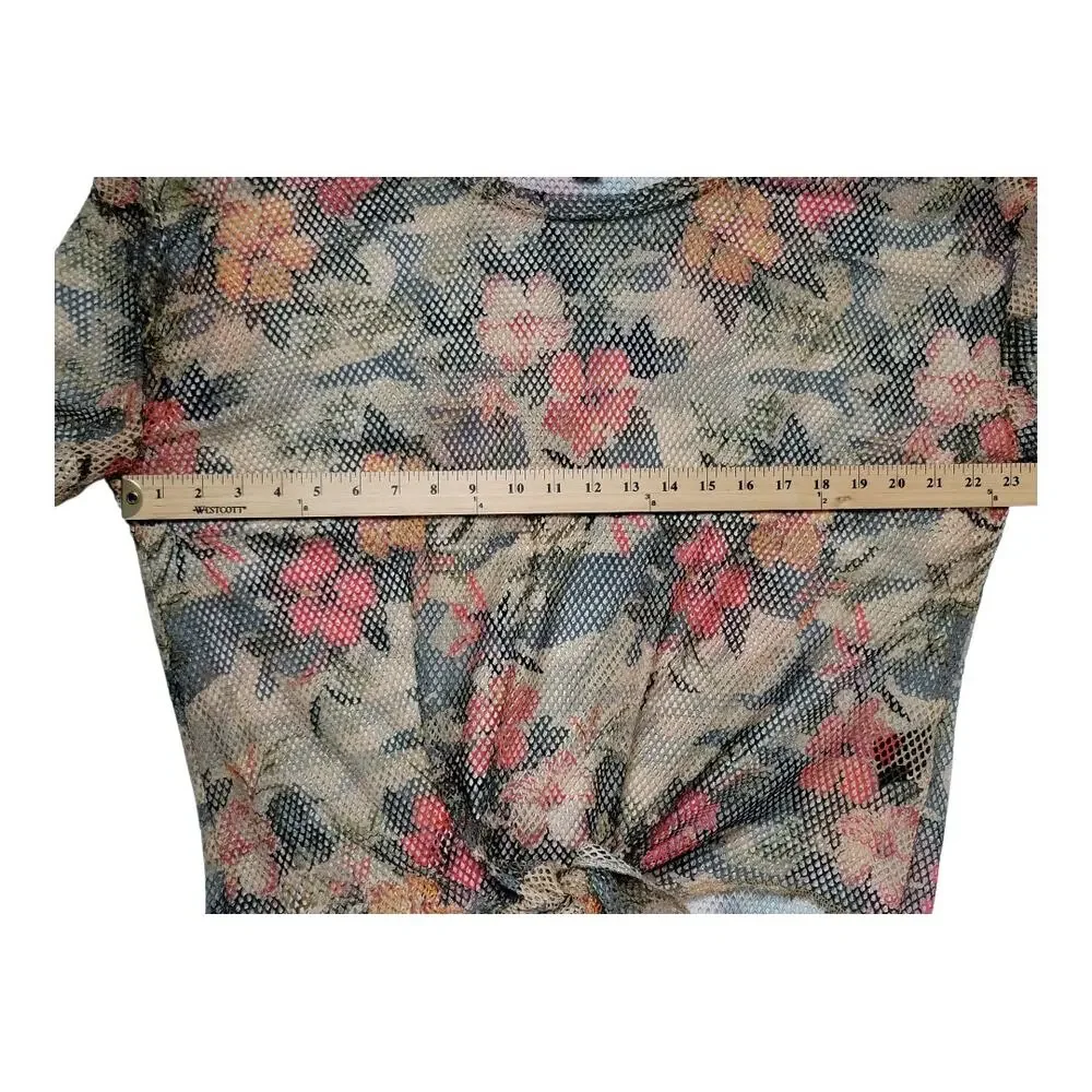 Rouge Mesh Floral Bell Bottom Pants Set Tie‎ Front Crop Top Boho Women's Size 1X